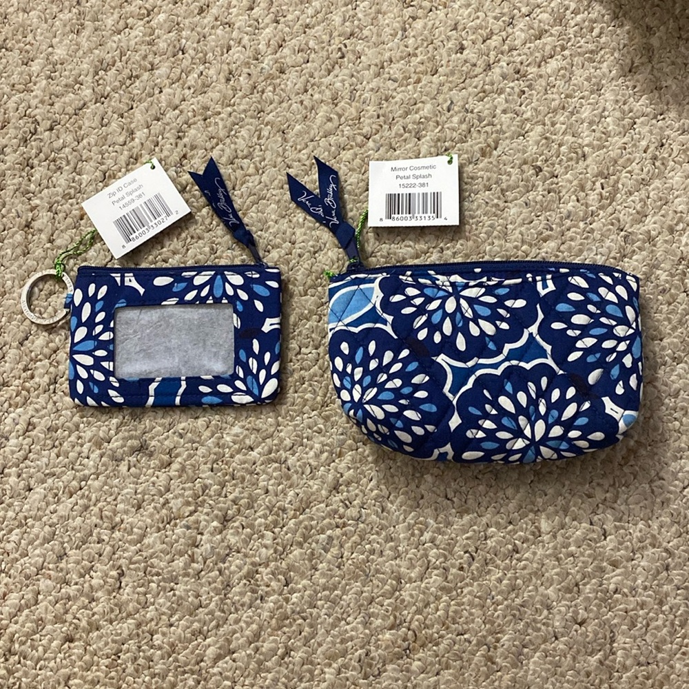 Vera Bradley Petal Splash. Zip ID and Mirror Cosmetic bag.